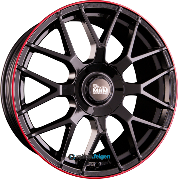 MAM MAM GT.1 8x18 ET45 5x100 5x112 NB66.6 Black Painted Lip Red (BPLR)