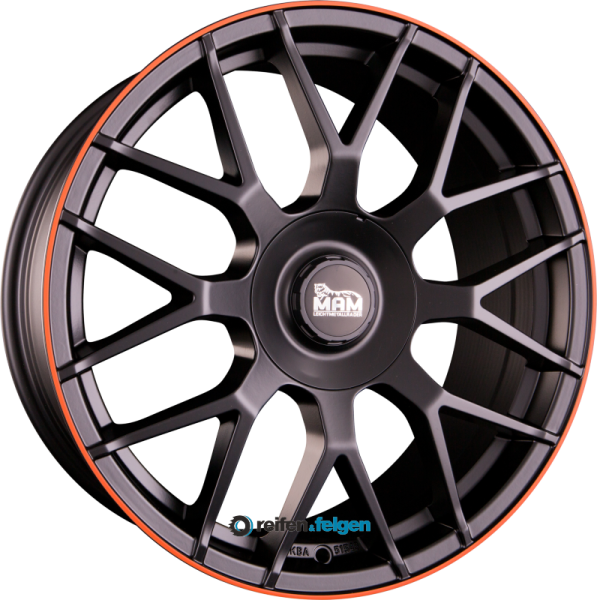 MAM MAM GT.1 9.5x19 ET30 5x112 NB66.6 Matt Black Lip Orange (MBLO)