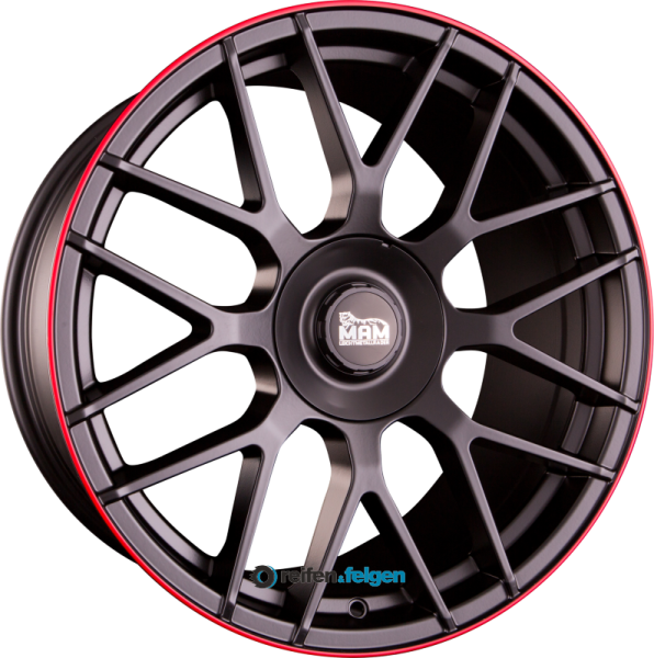 MAM MAM GT.1 9.5x19 ET30 5x112 NB66.6 Matt Black Lip Red (MBLR)