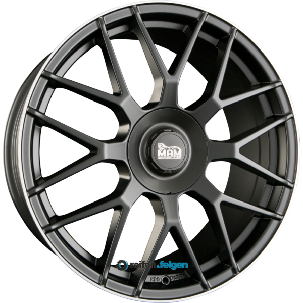 MAM MAM GT.1 9.5x19 ET42 5x112 NB66.6 Matt Black Lip Polish (MBLP)
