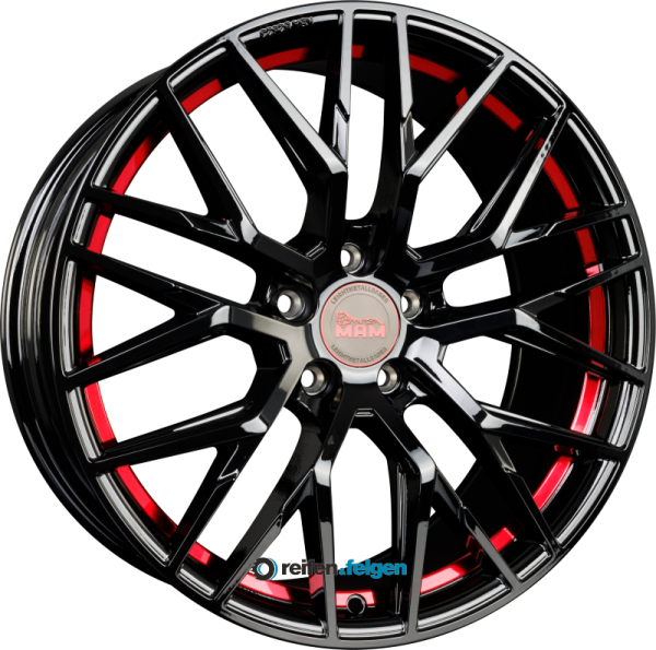 MAM MAM RS4 8.5x20 ET45 5x114.3 NB72.6 Black Painted Red Inside (BPRI) werk91-4 Schwarz