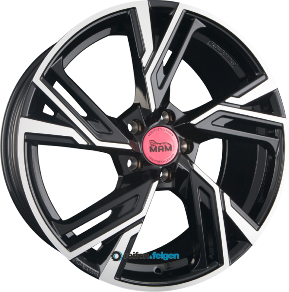 MAM MAM RS5 6.5x16 ET35 4x100 NB63.4 Black Front Polish (BFP) werk91-4 6,5x16 ET35 4x100 Alufelge Schwarz