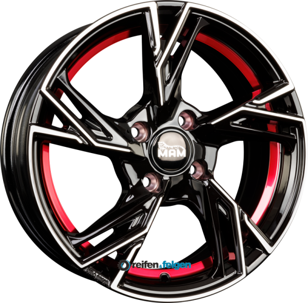 MAM MAM RS5 6.5x16 ET37 4x108 NB63.4 Black Front Polish Red Inside (BFPRI) werk91-4 Schwarz