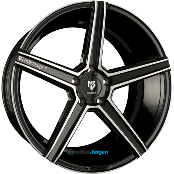 MB-DESIGN KV1 9.5x19 ET35 5x112 NB75 Glanzschwarz Poliert