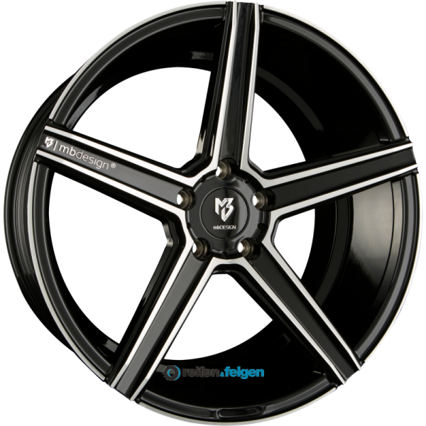 MB-DESIGN KV1 9x20 ET25 5x112 NB75 Glanzschwarz Poliert