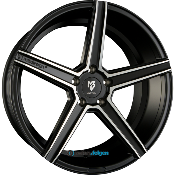 MB-DESIGN KV1 9x20 ET33 5x112 NB75 Mattschwarz Poliert