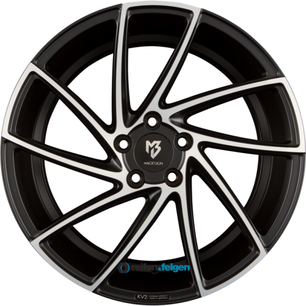 MB-DESIGN KV2 8.5x19 ET33 5x112 NB75 Mattschwarz Poliert - Schwarz Seidenmatt Poliert
