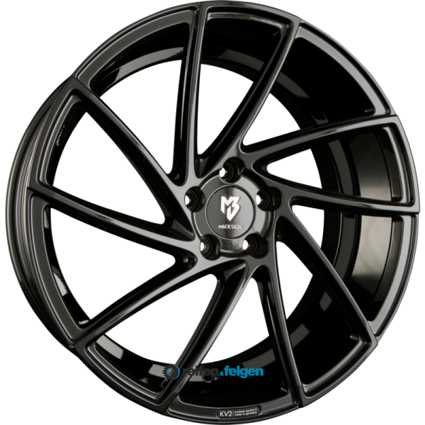 MB-DESIGN KV2 8.5x19 ET42 5x120 NB72.5 Glanzschwarz - Schwarz glänzend lackiert