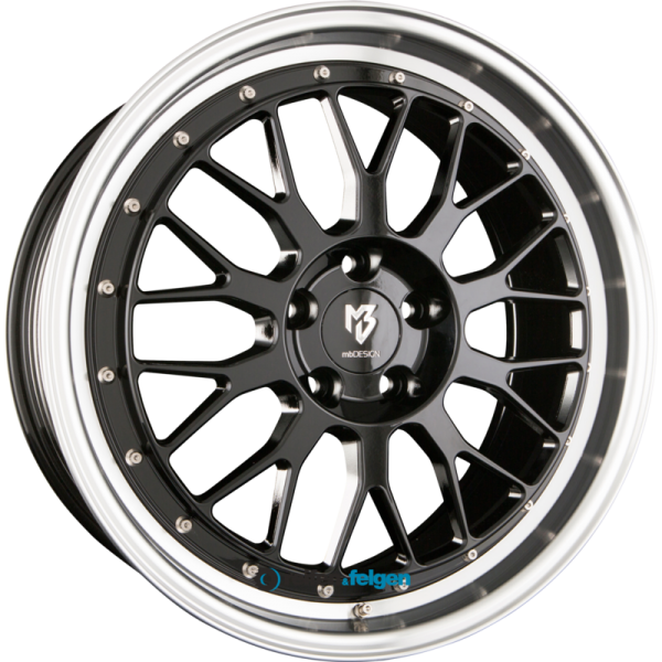MB-DESIGN LV1 8.5x19 ET50 5x114.3 NB75 Glanzschwarz Poliert