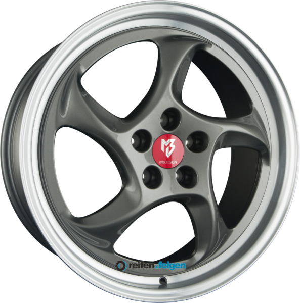 MB-DESIGN TURBO 9.5x19 ET40 5x112 NB75 Grau Glänzend Lackiert Aussenbett Poliert