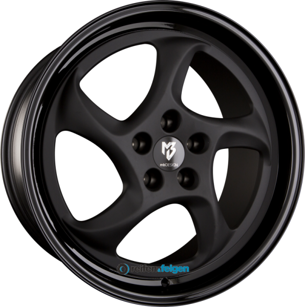 MB-DESIGN TURBO 9x19 ET42 5x112 NB75 Stern Schwarz Stumpfmatt Bett Glanzschwarz