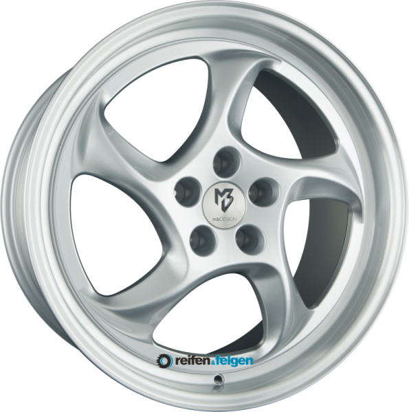 MB-DESIGN TURBO 9x19 ET42 5x114.3 NB75 Silber Glänzend Lackiert Aussenbett Poliert