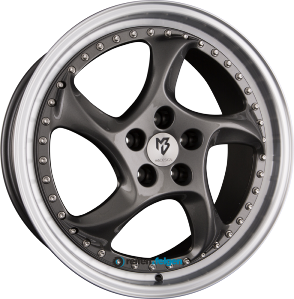 MB-DESIGN TURBO S 9.5x19 ET40 5x112 NB75 Grau Glänzend Lackiert Außenbett Poliert