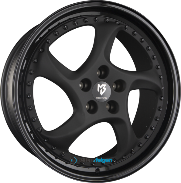 MB-DESIGN TURBO S 9x19 ET42 5x108 NB75 Stern Schwarz Stumpfmatt Aussenbett Glanzschwarz