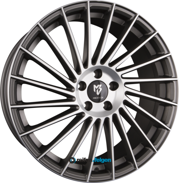 MB-DESIGN VR3 8.5x19 ET45 5x114.3 NB75 Grau Matt Lackiert Front Poliert