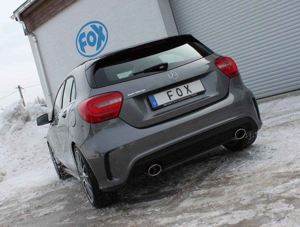 Fox Duplex Auspuff Sportauspuff Endschalldämpfer für Mercedes A-Klasse W176 1.6l