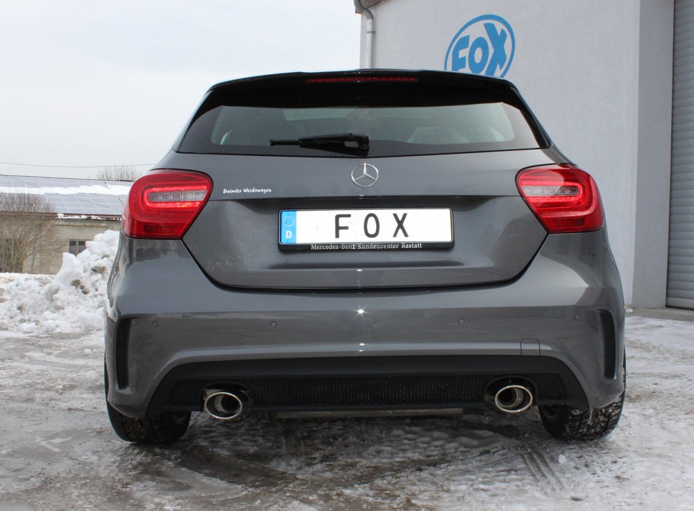 Fox Duplex Auspuff Sportauspuff Endschalldämpfer für Mercedes A-Klasse W176 1.6l