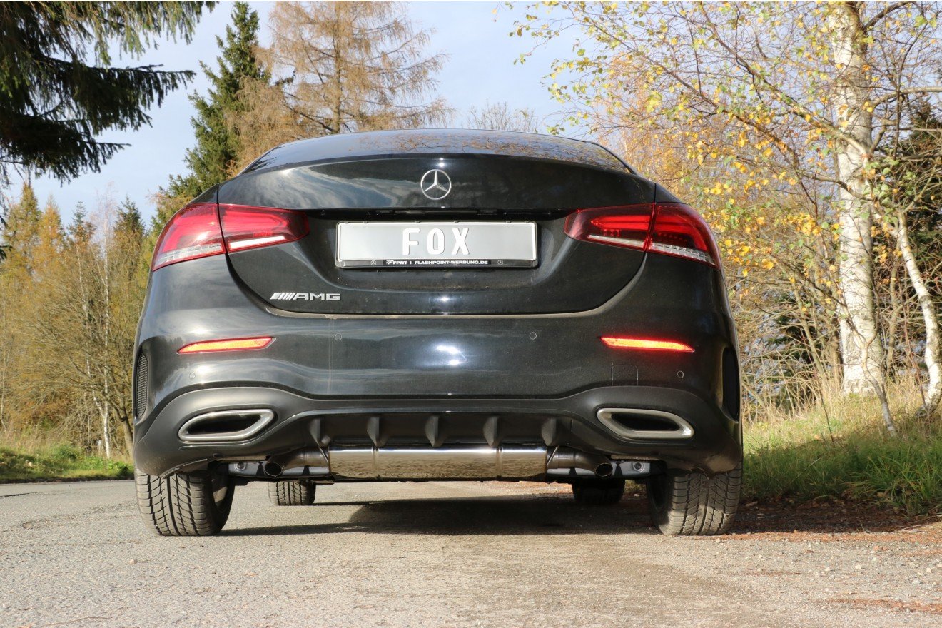 Fox Duplex Auspuff Sportauspuff Endschalldämpfer für Mercedes A-Klasse W177 1.3l