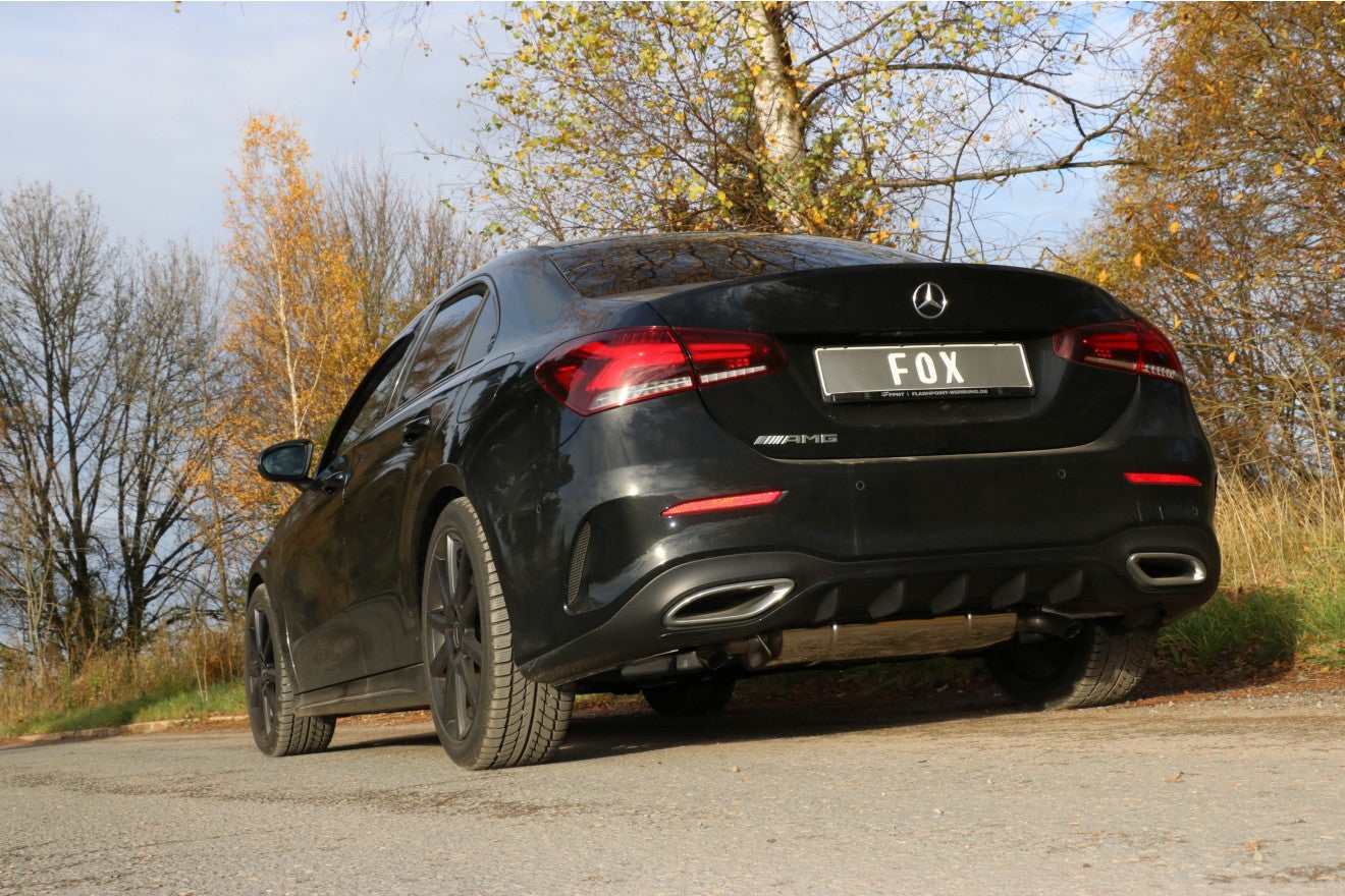 Fox Duplex Auspuff Sportauspuff Endschalldämpfer für Mercedes A-Klasse W177 1.3l