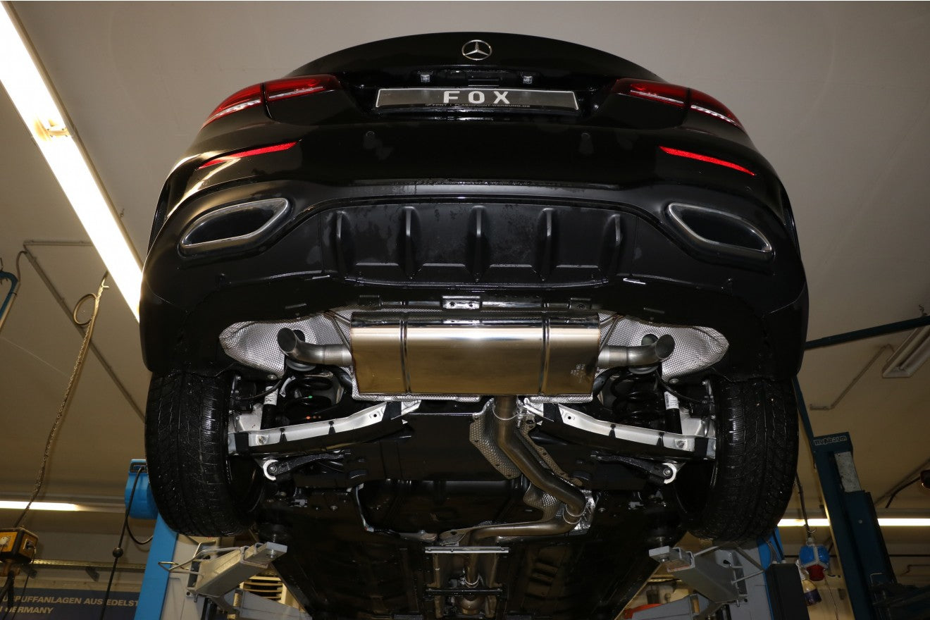Fox Duplex Auspuff Sportauspuff Endschalldämpfer für Mercedes A-Klasse W177 1.3l