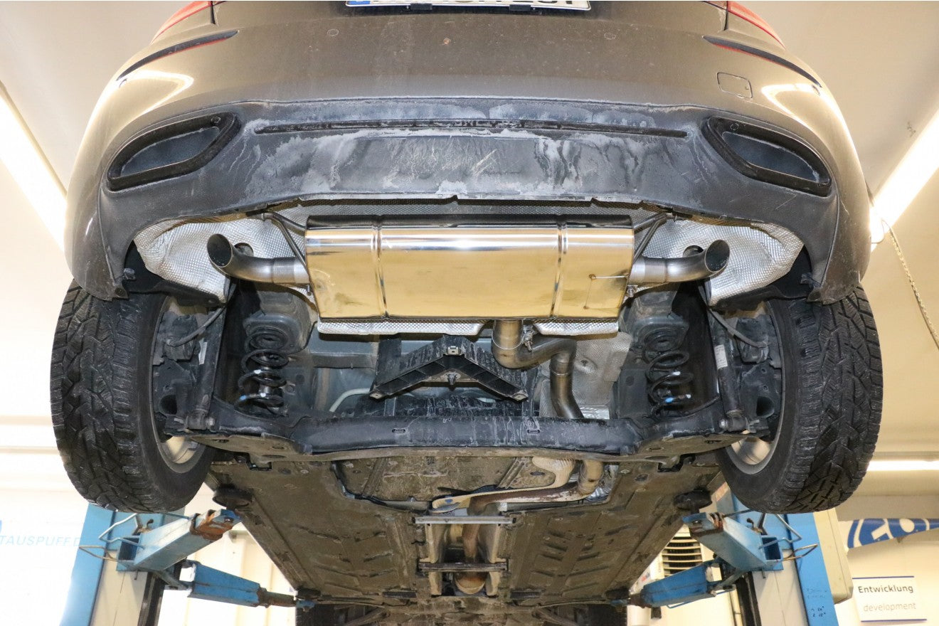 Fox Duplex Auspuff Sportauspuff Endschalldämpfer für Mercedes A-Klasse W177 1.3l