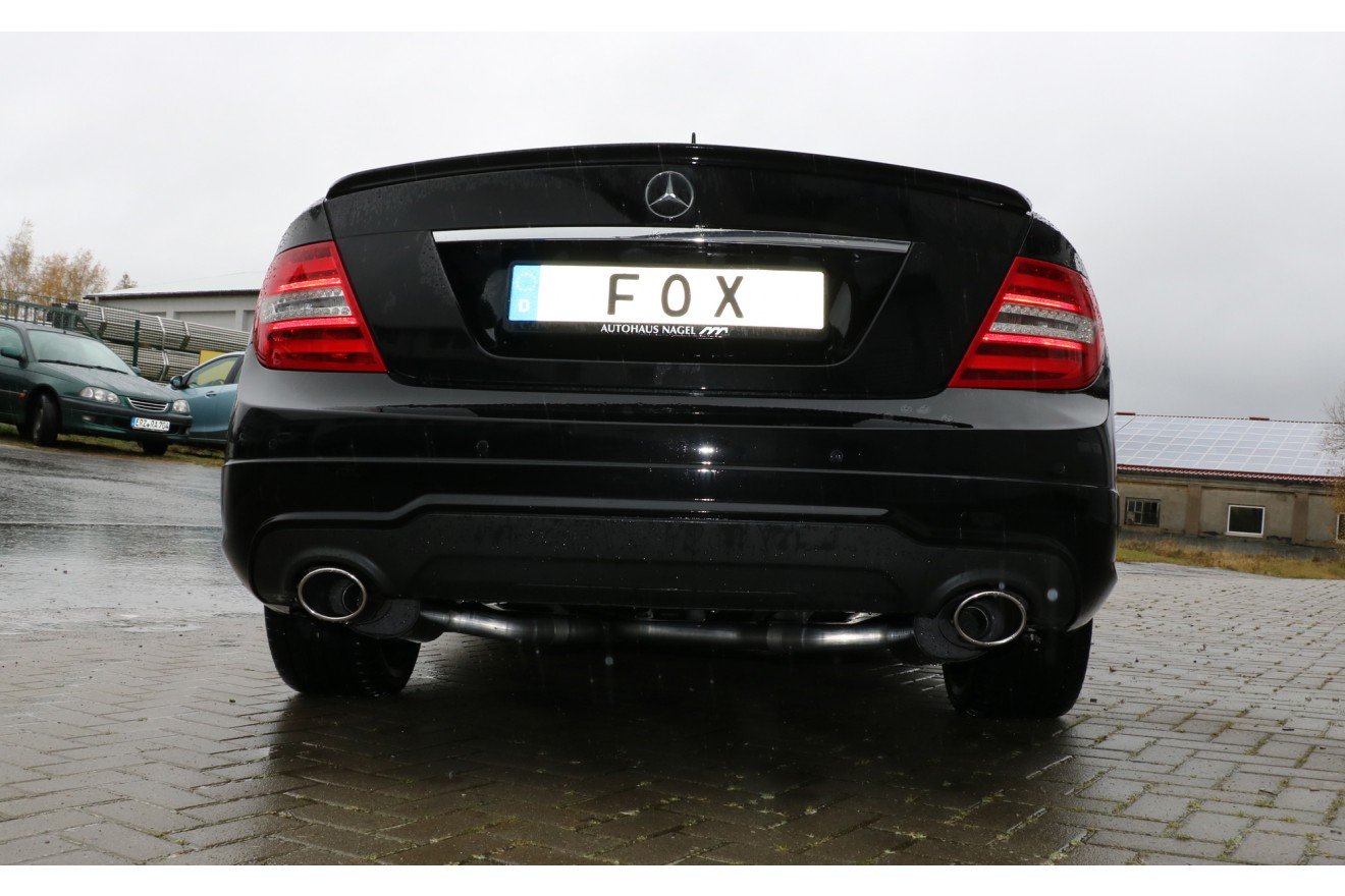 Fox Duplex Auspuff Sportauspuff Endschalldämpfer für Mercedes C-Klasse 4Zylinder