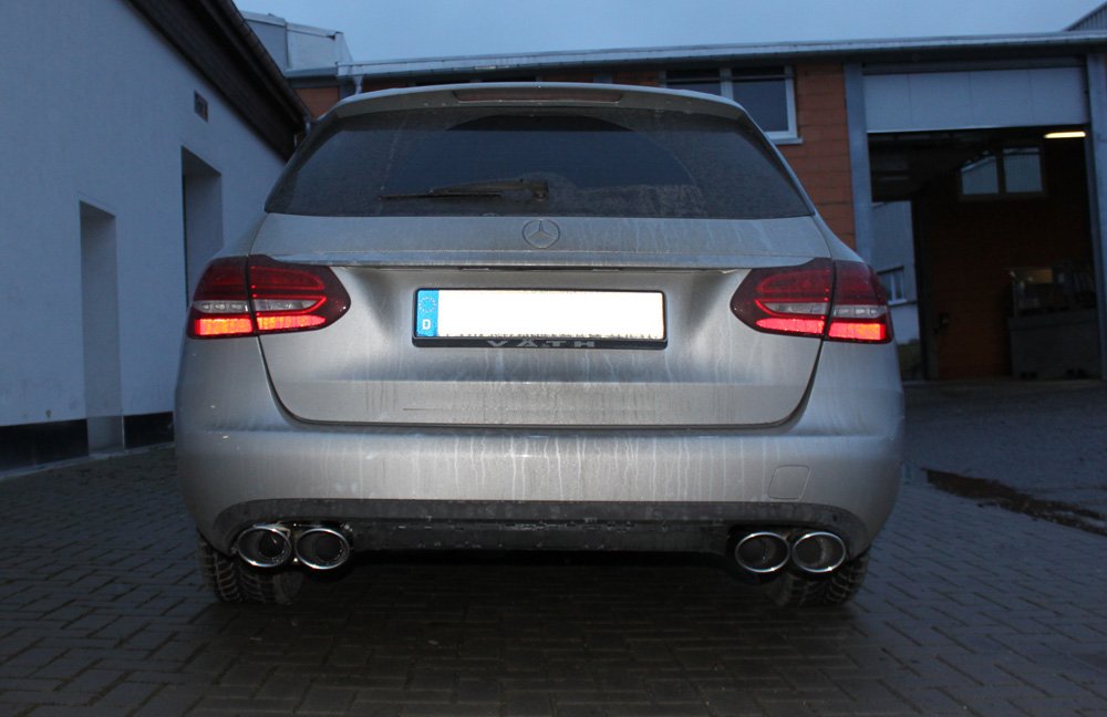 Fox Auspuff Sportauspuff Duplex Sportendschalldämpfer für Mercedes C-Klasse