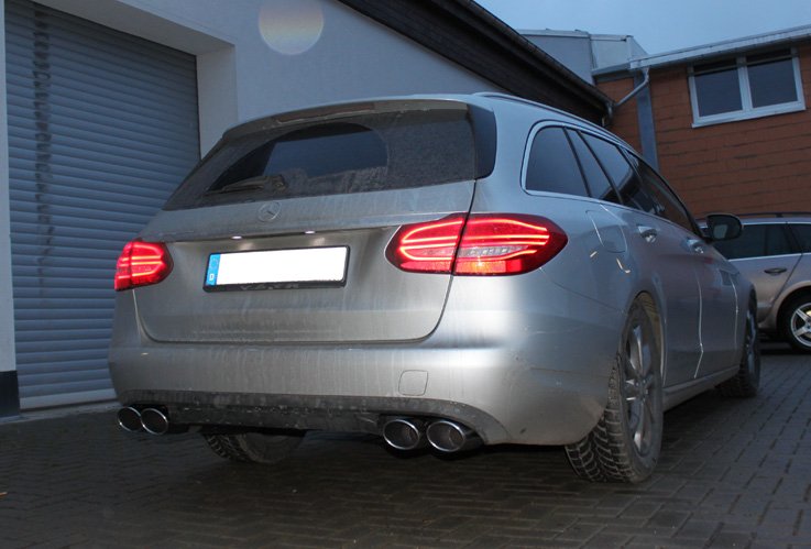 Fox Auspuff Sportauspuff Duplex Sportendschalldämpfer für Mercedes C-Klasse