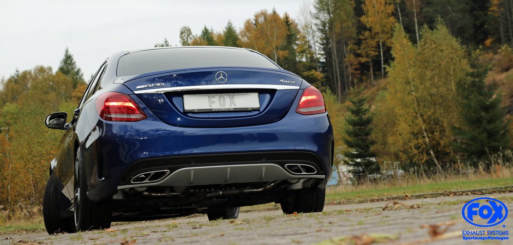 Fox Auspuff Sportauspuff Duplex Sportendschalldämpfer für Mercedes C-Klasse
