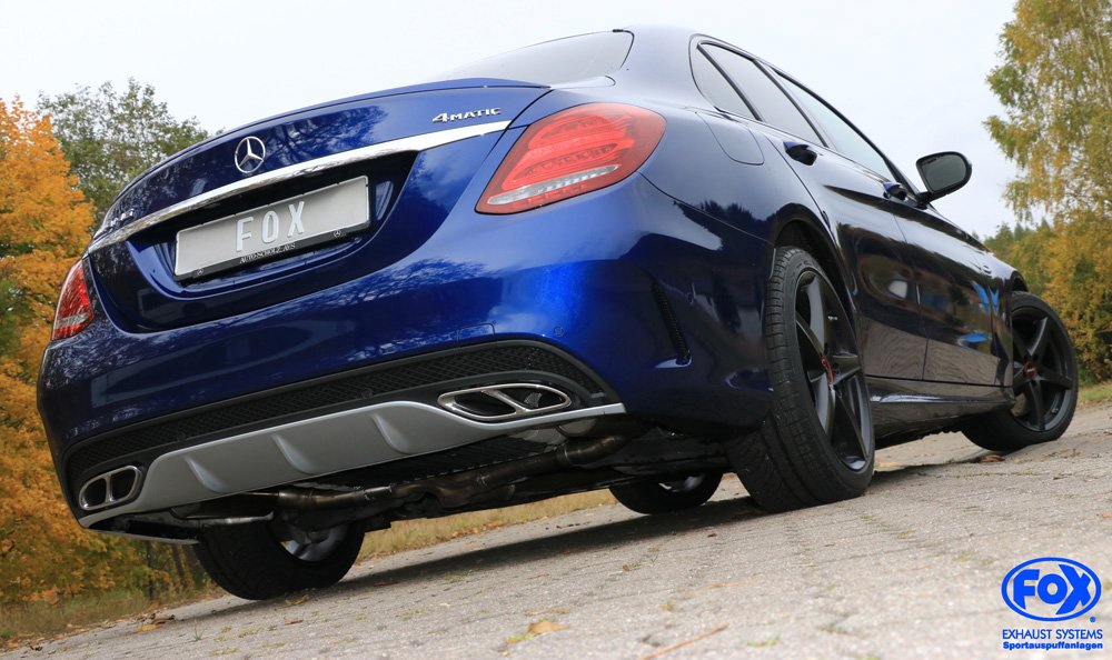 Fox Auspuff Sportauspuff Duplex Sportendschalldämpfer für Mercedes C-Klasse