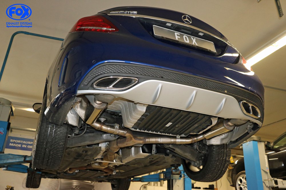 Fox Auspuff Sportauspuff Duplex Sportendschalldämpfer für Mercedes C-Klasse