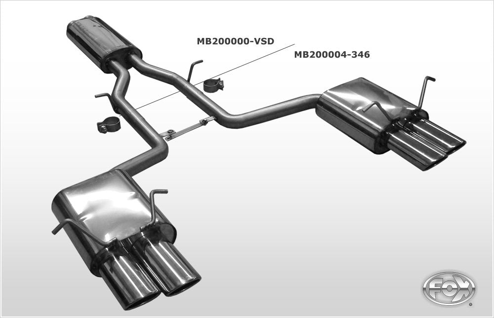 Fox Duplex Auspuff Sportauspuff Endschalldämpfer für Mercedes GLK X204 3.0l