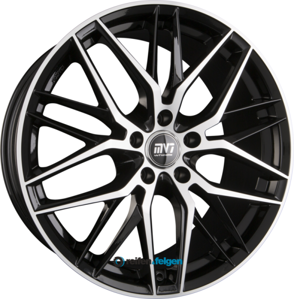 MV7-Wheels M08 8.5x19 ET45 5x112 NB66.6 Black Front Polished werk91-4 8,5x19 ET45 5x112 Alufelge Schwarz