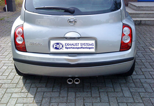 Fox Auspuff Sportauspuff Komplettanlage für Nissan Micra K12 1.4l 16V 65kW 1.5l