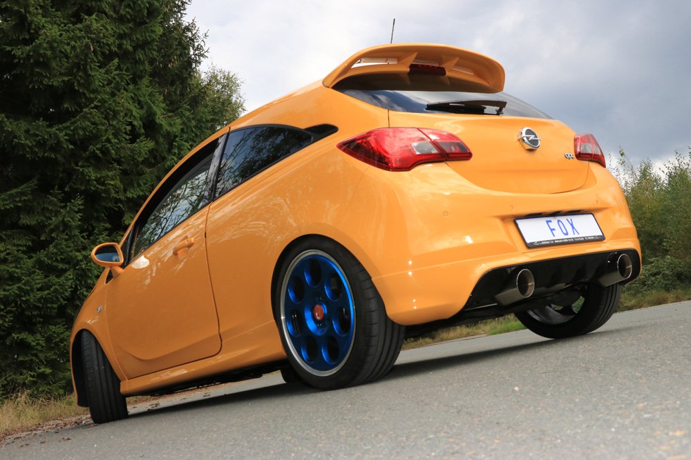 Fox Duplex Auspuff Sportauspuff Endschalldämpfer für Opel Corsa E OPC 1.6l 152kW