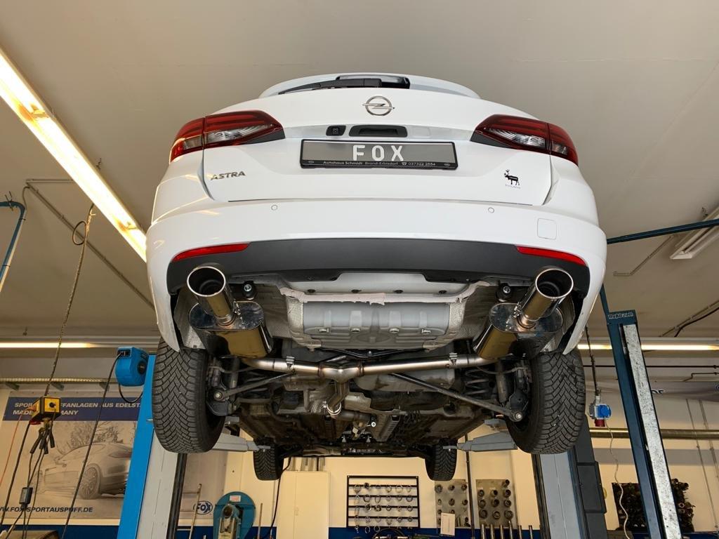 Fox Duplex Sportauspuff Endschalldämpfer für Opel Astra K Sports Tourer 1,6l