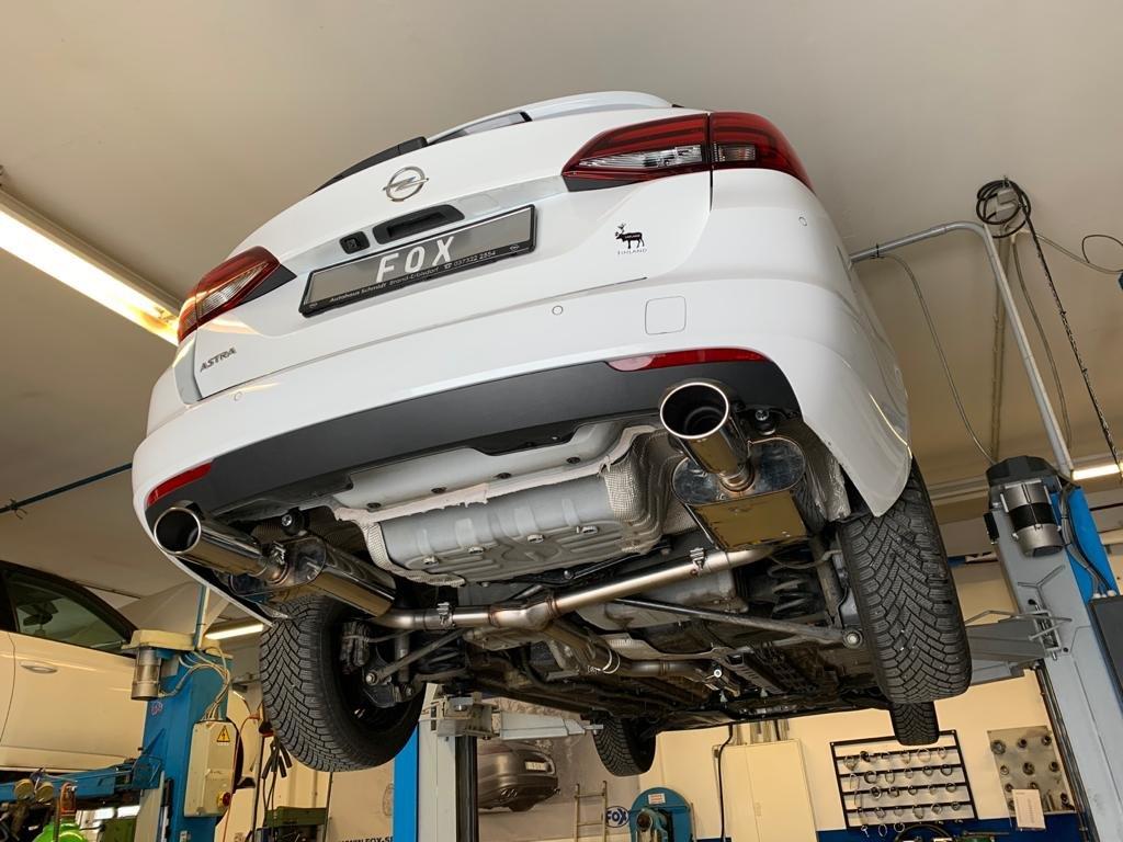 Fox Duplex Sportauspuff Endschalldämpfer für Opel Astra K Sports Tourer 1,6l