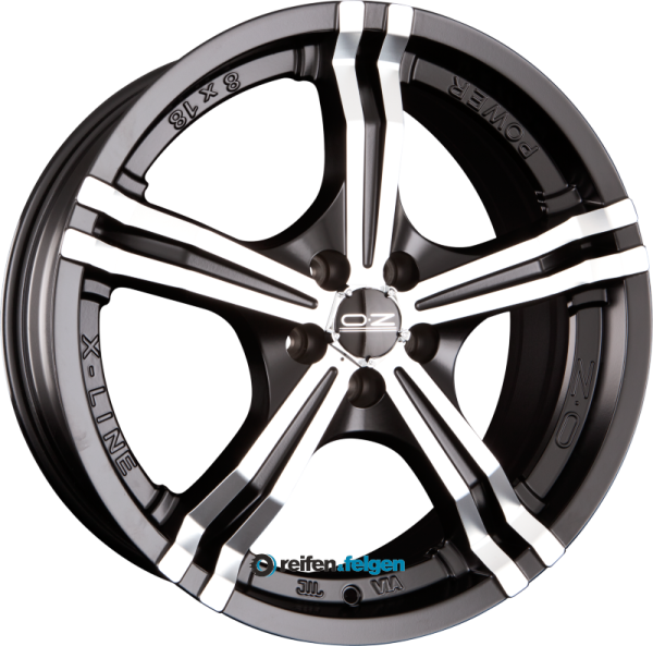 OZ-Racing POWER 8x18 ET35 5x100 NB68 Matt Black Diamond Cut