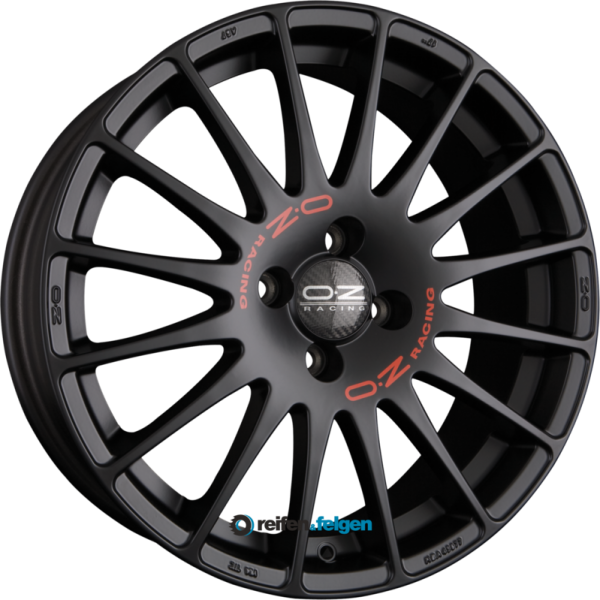 OZ SUPERTURISMO GT 7x17 ET48 4x108 NB75 Matt Black + Red Lettering
