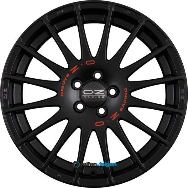 OZ SUPERTURISMO GT 8x19 ET48 5x112 NB75 Matt Black + Red Lettering