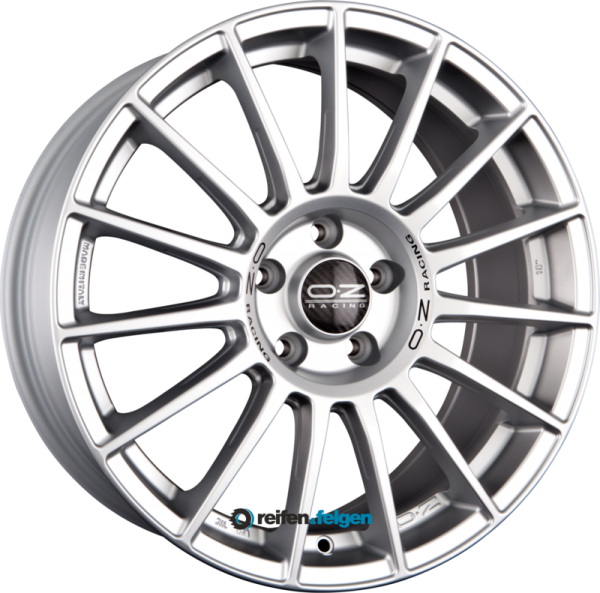 OZ SUPERTURISMO LM 8.5x19 ET44 5x112 NB75 Matt Race Silver + Black Lettering