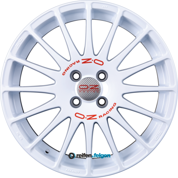 OZ SUPERTURISMO WRC 7x17 ET25 4x108 NB65.1 Race White + Red Lettering