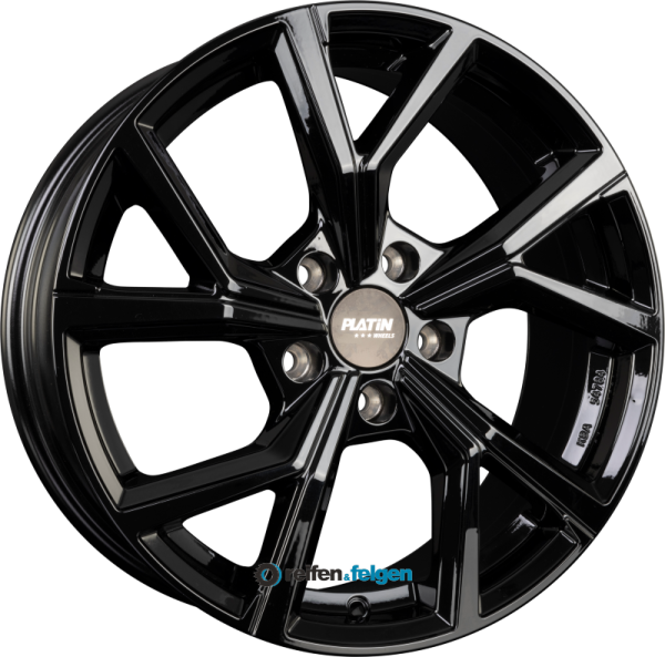 PLATIN P 115 7x17 ET43 5x114.3 NB72.6 Black Shiny werk91-4 7x17 ET43 5x114,3 Alufelge Schwarz