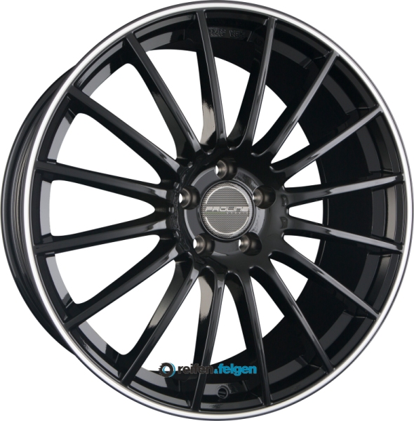 ProLine Wheels PXW 8x19 ET48 5x112 NB66.6 Black Rim Polished werk91-4 8x19 ET48 5x112 Alufelge Schwarz