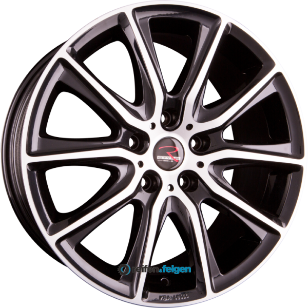 R STYLE WHEELS SR13 6.5x16 ET38 5x114.3 NB70.4 Black Front Polished