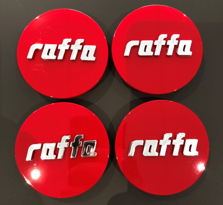 4 Stück Raffa Wheels Nabenkappen rot 5x120 Werk91 5x120 Alufelge