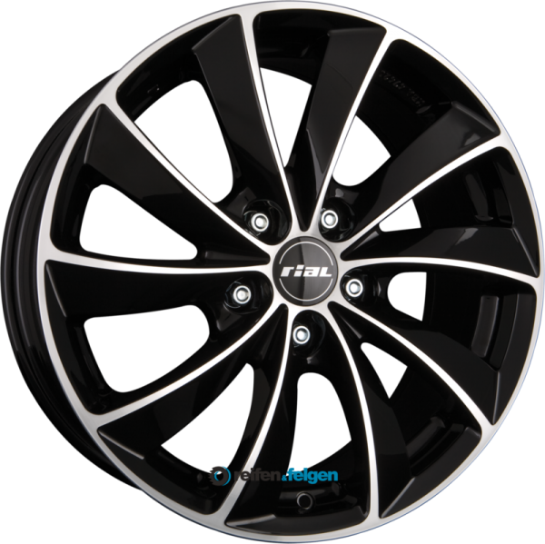 RIAL LUGANO 6.5x16 ET47 5x100 NB57.1 Diamant-Schwarz Frontpoliert