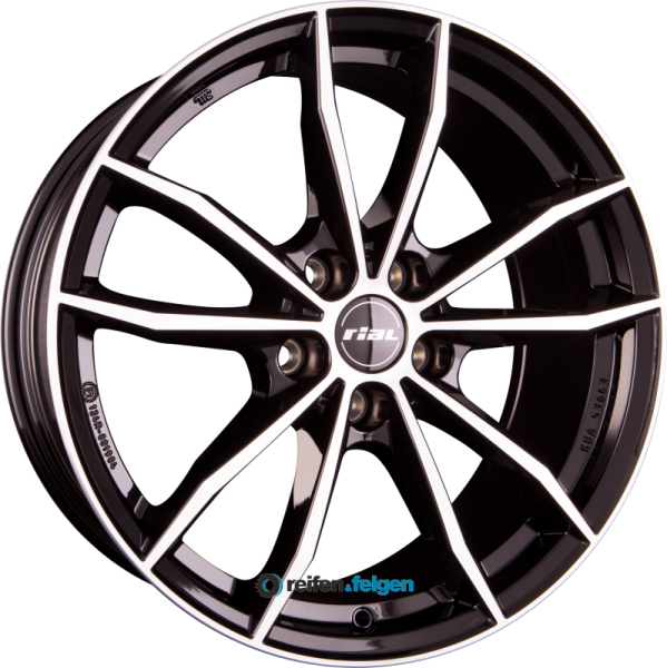 RIAL X12 7.5x18 ET46 5x112 NB57.1 Diamant-Schwarz Frontpoliert