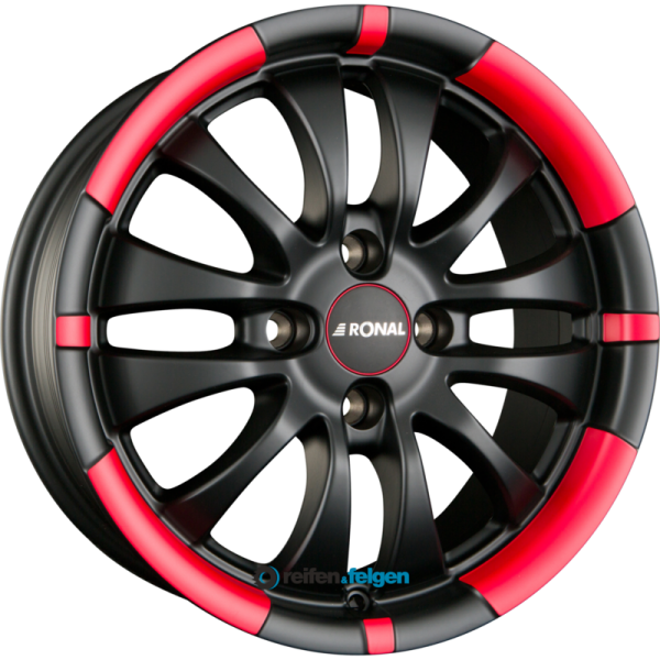 RONAL R59 7x16 ET25 4x108 NB65.1 Jetblack-Matt-Red Rim