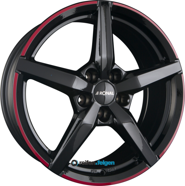 RONAL R69 7.5x17 ET48 5x100 NB68 Jetblack-Red Rim